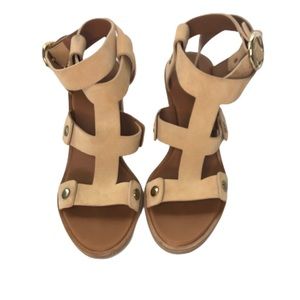 Frye Nina Rivet Heel tan straps 9